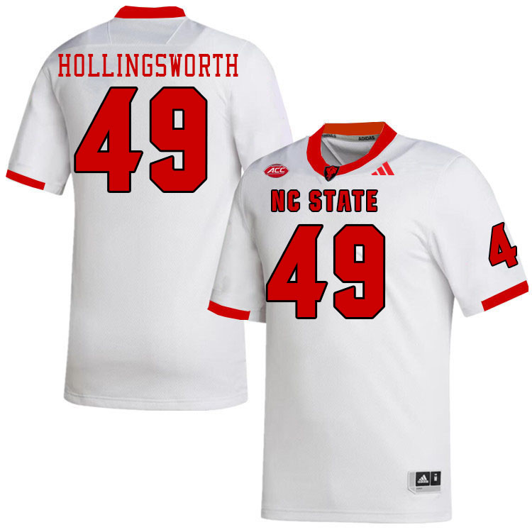 Men #49 Aiden Hollingsworth NC State Wolfpack College Football Jerseys Stitched-White